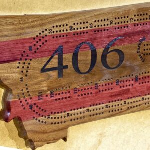 Montana Shaped Cribbage Board in Purpleheart and Walnut