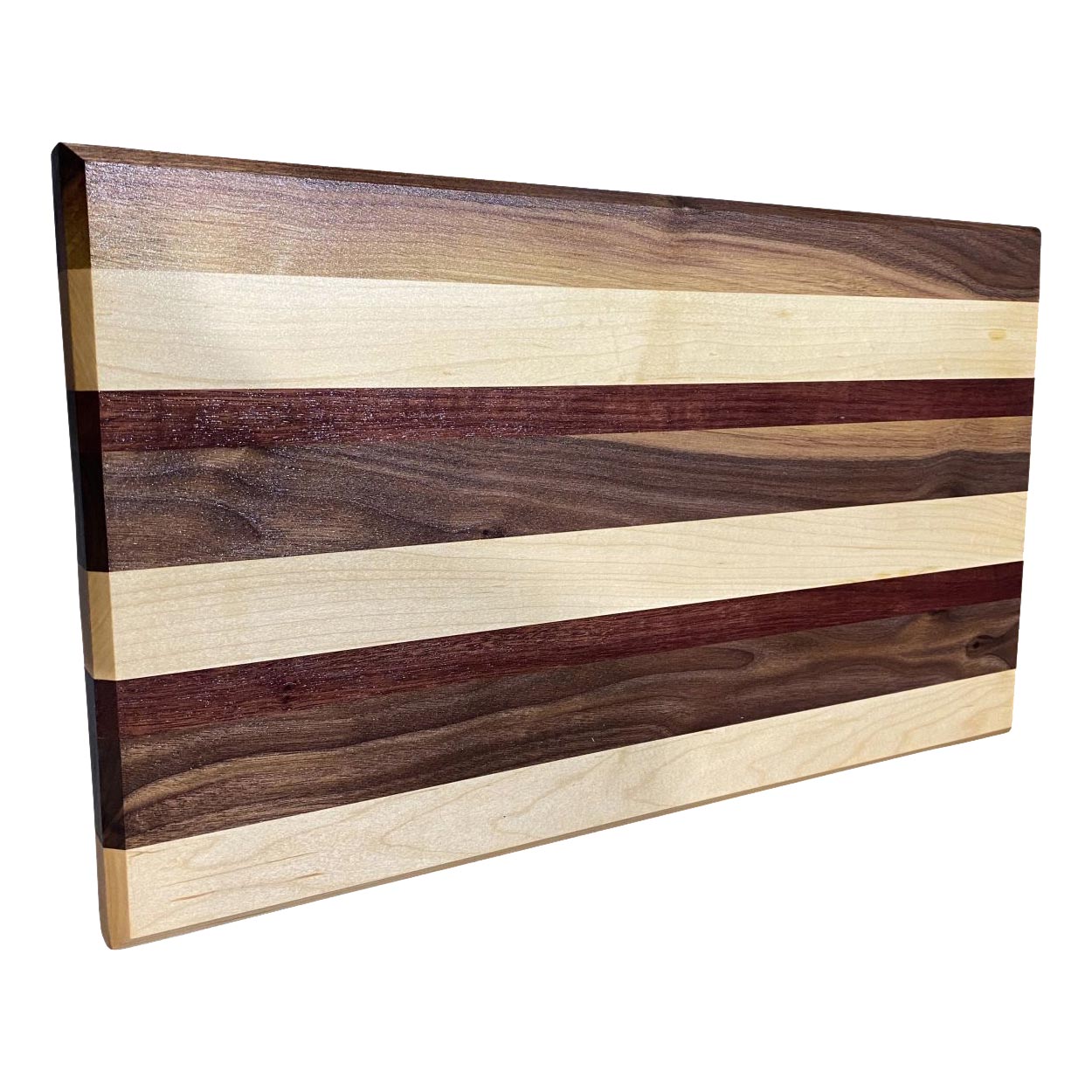 Montana Made Cutting Board with Handle in Walnut, Purpleheart and Cherry -  SMW Designs
