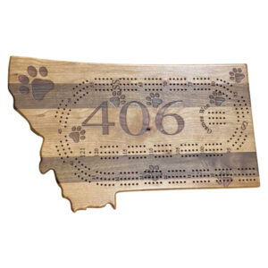 406 Dog Paws Montana Shaped Cribbage Board