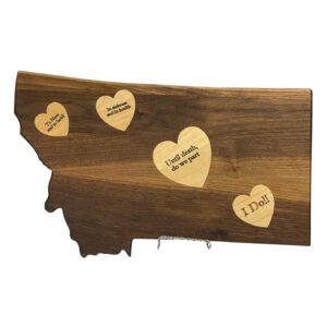 Montana Shaped Cutting Board with Heart Inlay